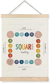 WUCHJ Square Breathing Mental Health Wall Art Poster, Mental Health Wall Decor, Boho Mindful Breathing Guide Canvas Prints Artwork for Therapy Counselor Calming Office Decor, 12x16 Inch