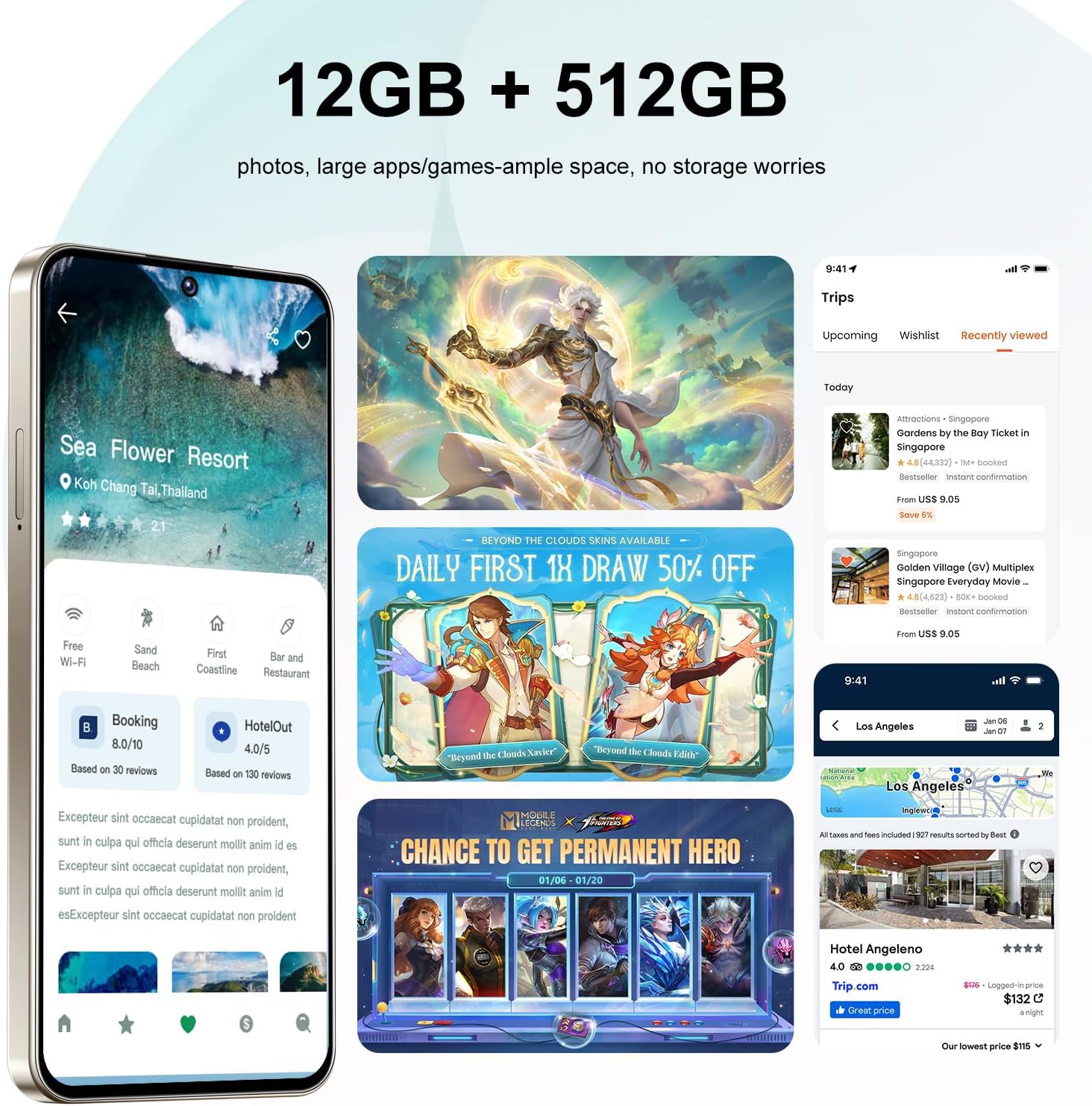 Unlocked Phone I26 Ultra Android Phone 10-core 12GB+512GB Cell Phone 7 inch HD Screen Mobile Phone 108MP+48MP Camera 6800 mAh Extra Large Battery 5G Dual SIM (Yellow)
