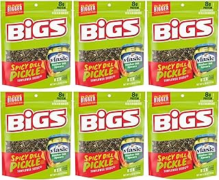 BIGS Vlasic Spicy Dill Pickle Flavored Sunflower Seeds (Pack of 6) 5.35 Oz - In Snack Mass Packaging