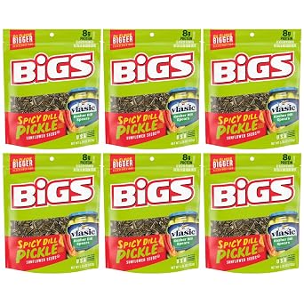 BIGS Vlasic Spicy Dill Pickle Flavored Sunflower Seeds Pack of 6 5.35 Oz - In Snack Mass Packaging