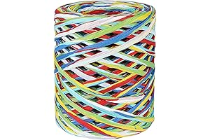 G2PLUS Colored Raffia Paper Ribbon, 6 Colored Red Green and Blue Ribbons