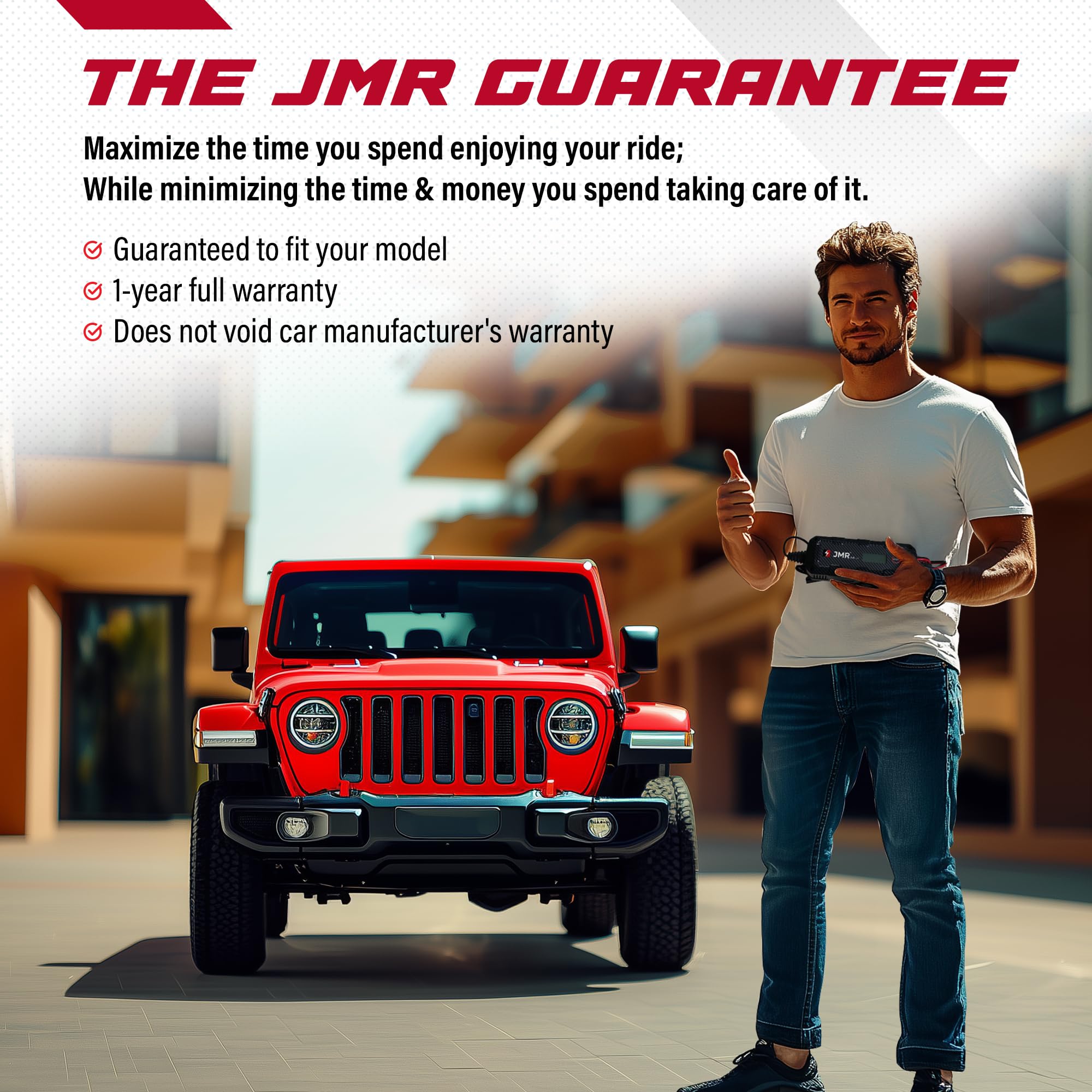 JMR Battery Charger for Jeep Wagoneer Wrangler Cherokee Commander Gladiator Compass Renegade Liberty Patriot All Models Trickle Charger Conditioner Maintainer (Add Lithium Mode)