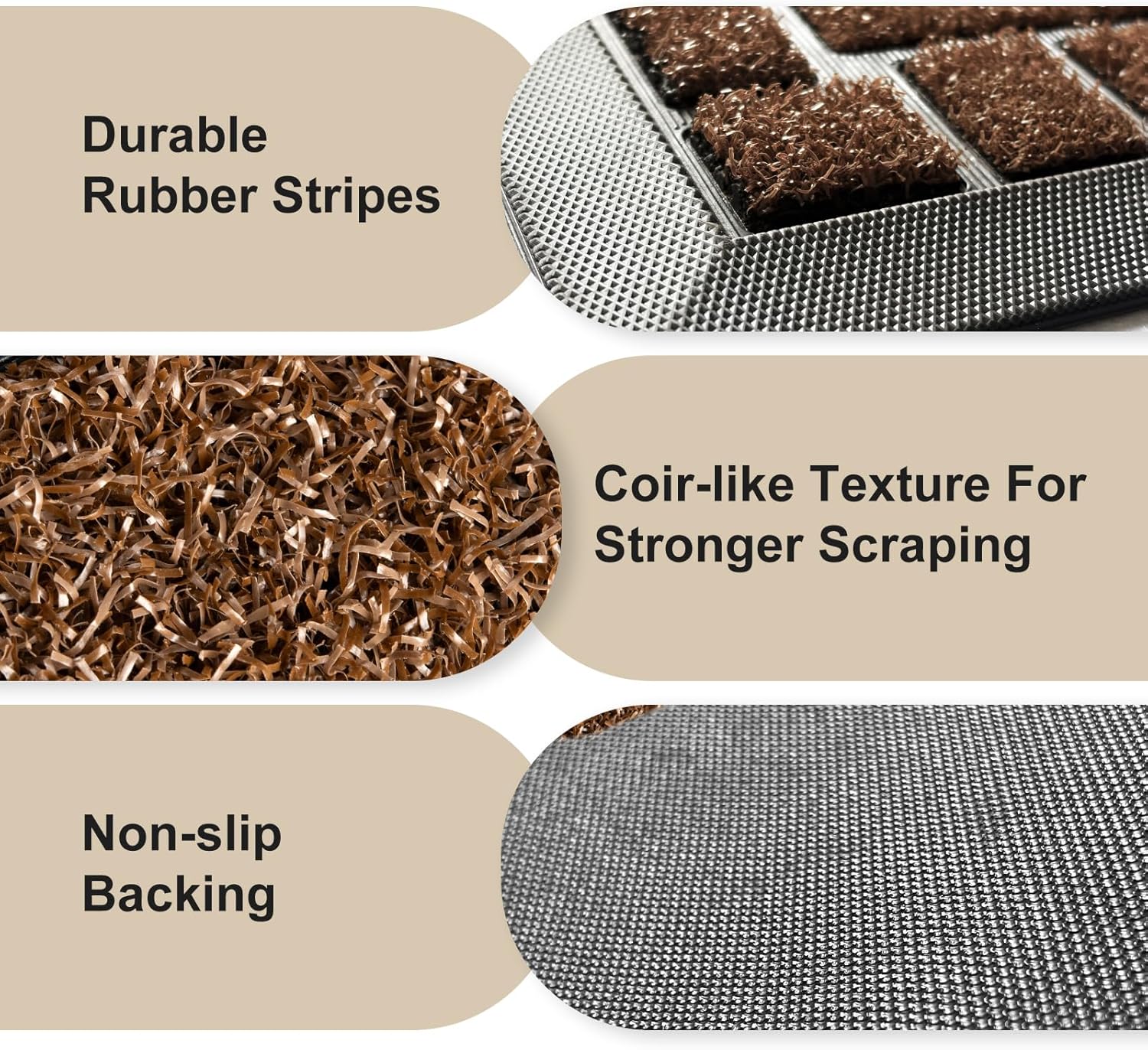 MATALL Outside Door Mat - 36x17 Inches Brown Welcome Matt, Indoor and Outdoor Dirt Trapper Door mat for Office Doorway, Patio, Porch, or Deck