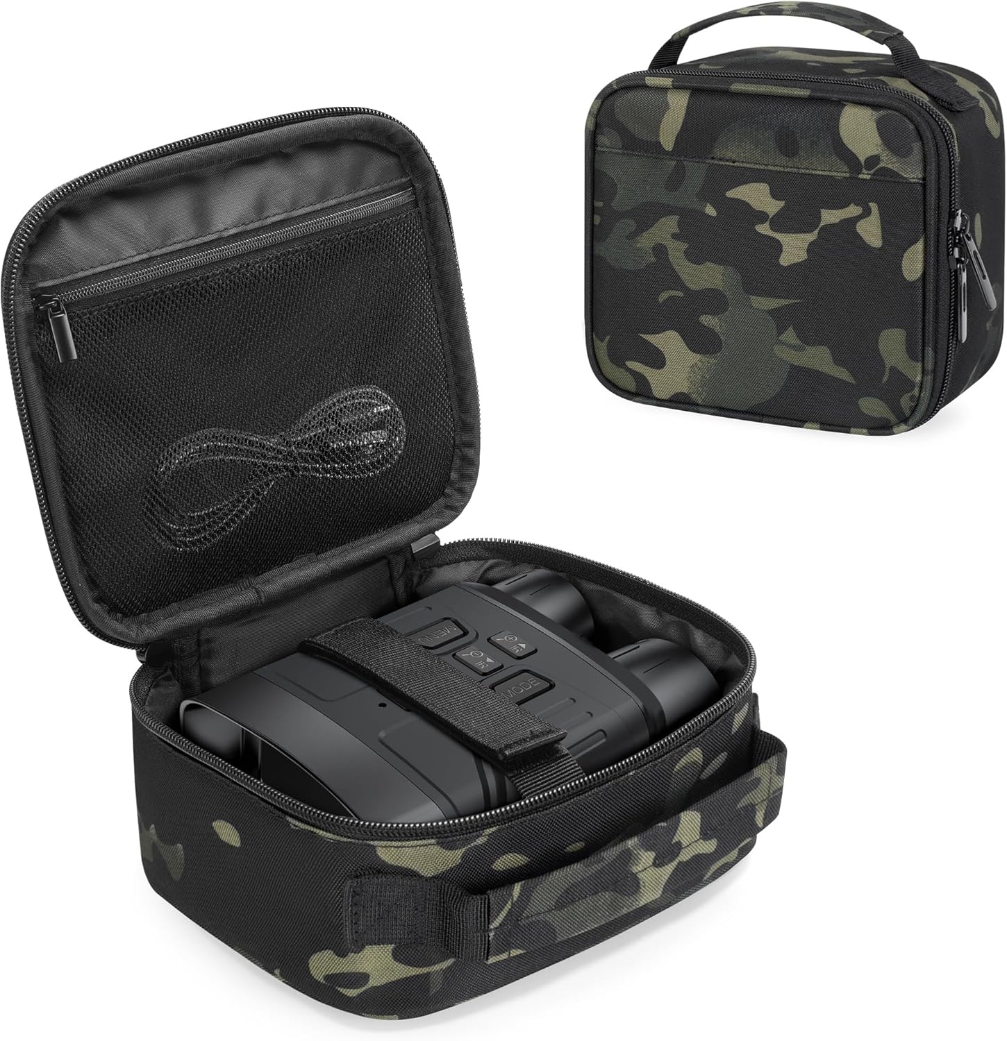 CURMIO Night Vision Goggles Carrying Case, Storage Bag for Tactical Night Vision Binoculars, SD Card and Data Cables, Camo (Bag Only)