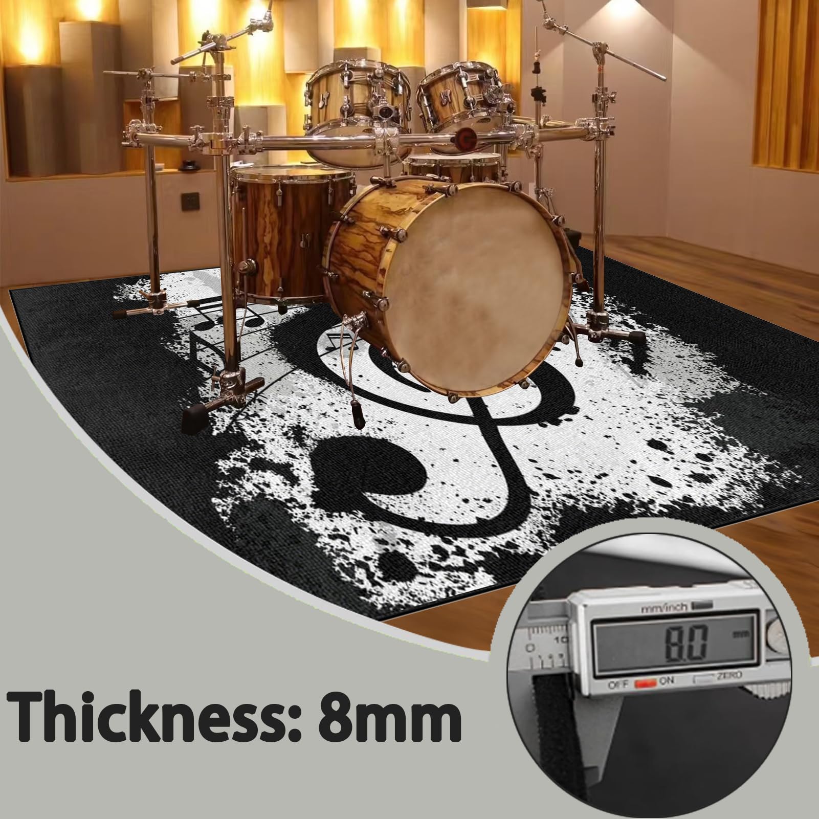 180 x 160 cm, dywan perkusyjny, dywan do perkusji, izolacja akustyczna, profesjonalny elektroniczny zestaw do perkusji jazzowej, perkusji basowej, werbla i innych instrumentów