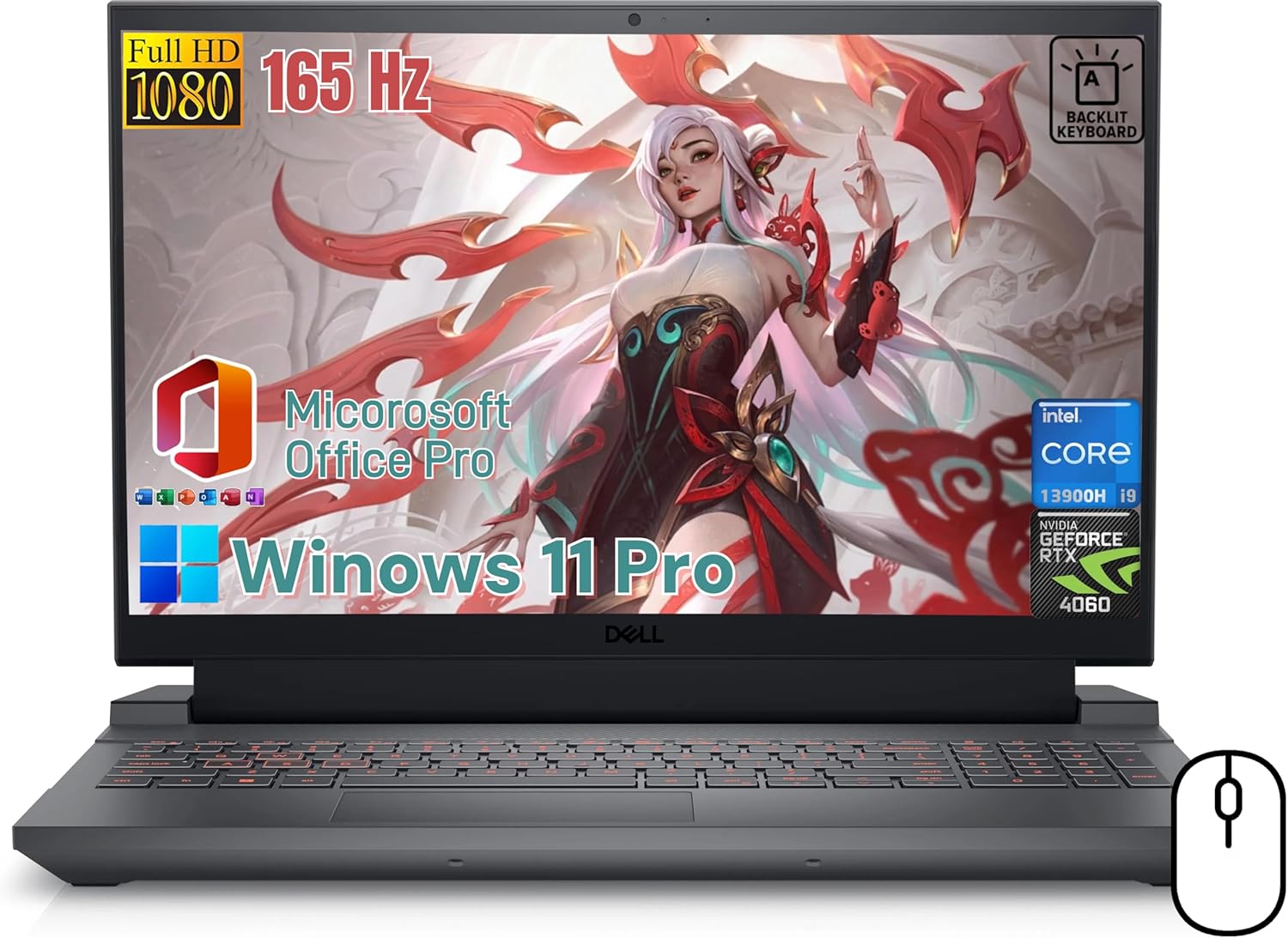 Dell G15 5530 Gaming Laptop computer – 15.6″ FHD 165hz Show, Intel Core i9-13900HX(24-core), GeForce RTX 4060, 32GB DDR5, 2TB SSD, WiFi 6, Backlit Keyboard, Home windows 11 Professional & Free Microsoft Workplace Professional