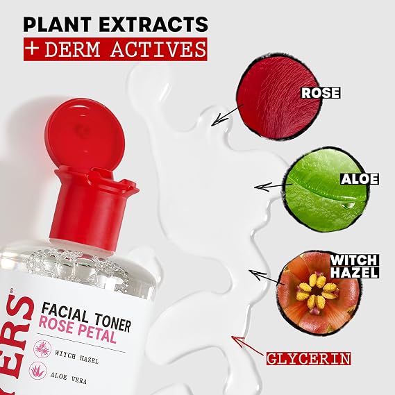 Thayers Toner Witch Hazel Facial Gentle Rose Petal Aloe Vera 355ml | With Organic Aloe Vera, All Day Hydration, Reduce Pores, Improve Skin Texture, Vegan, Alcohol Free