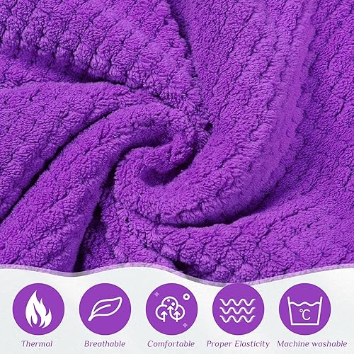 Miniatura 3 de Tigeen 12 piezas de bata de spa para mujer, toallas de spa con bolsillo ajustable, toallas ligeras para baño y ducha, Púrpura