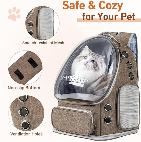 Miniatura 22 de Mochila para gatos con ventana de burbujas, transpirable y plegable, transportador de viaje para mascotas para perros y gatos pequeños, aprobado por