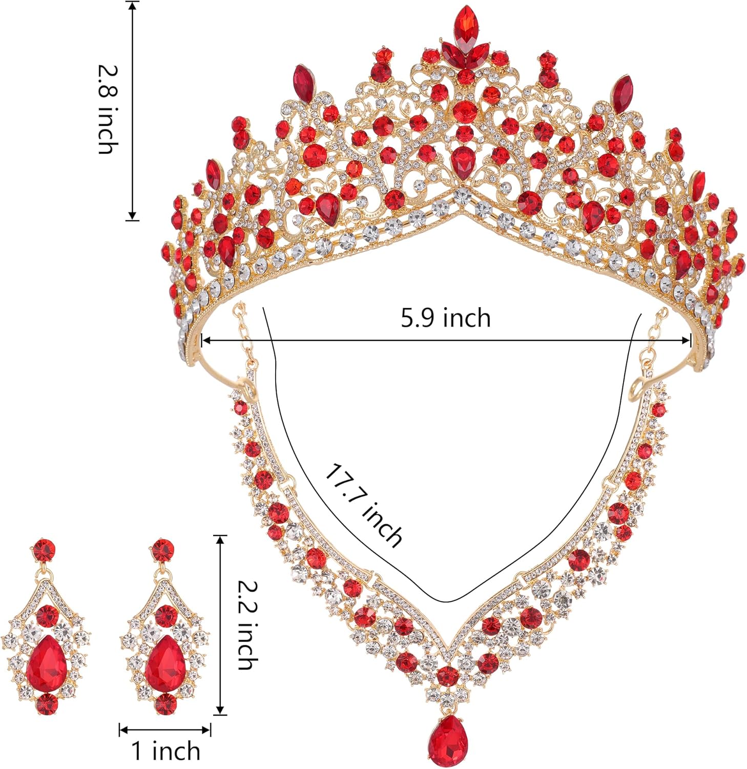 Kamirola Tiaras and Crowns for Women,Tiaras Earrings Necklace, Crystal Bridal Jewelry Set, Costume Party Halloween Prom Pageant Jewelry for Women TR80 - Image 2