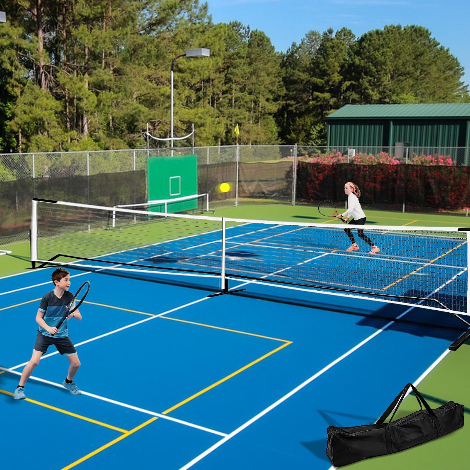 Set da badminton Net | Pallavolo Net Outdoor | Rete ideale per sport ricreativi per tennis | Rete per esercizi da tennis rimovibile da 9,5 kg vialetto con borsa per il trasporto 22 piedi per/badminton