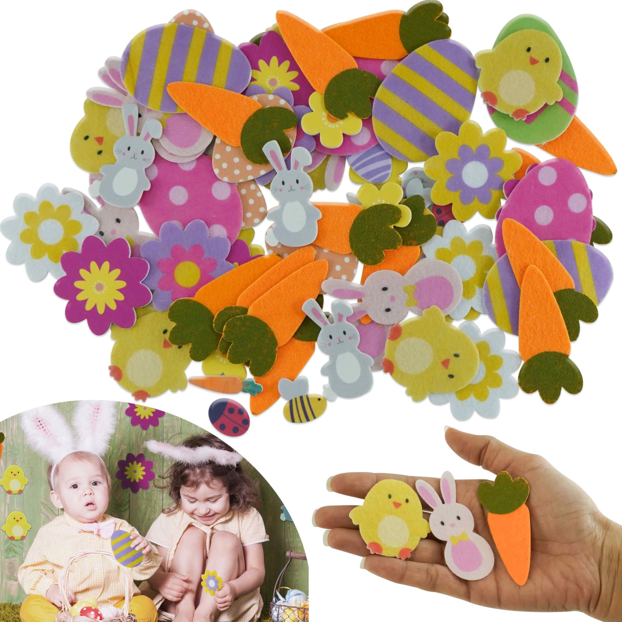 Srv Hub 93X Mixed Easter Foam Stickers 93Pcs Easter Eva Foam Stickers In Reusable Bags - 11 Styles For Easter Party Games, Easter Eggs, Bunny And Chick, Ideal For Kids Diy Crafts, Gifts, And Party Decorations