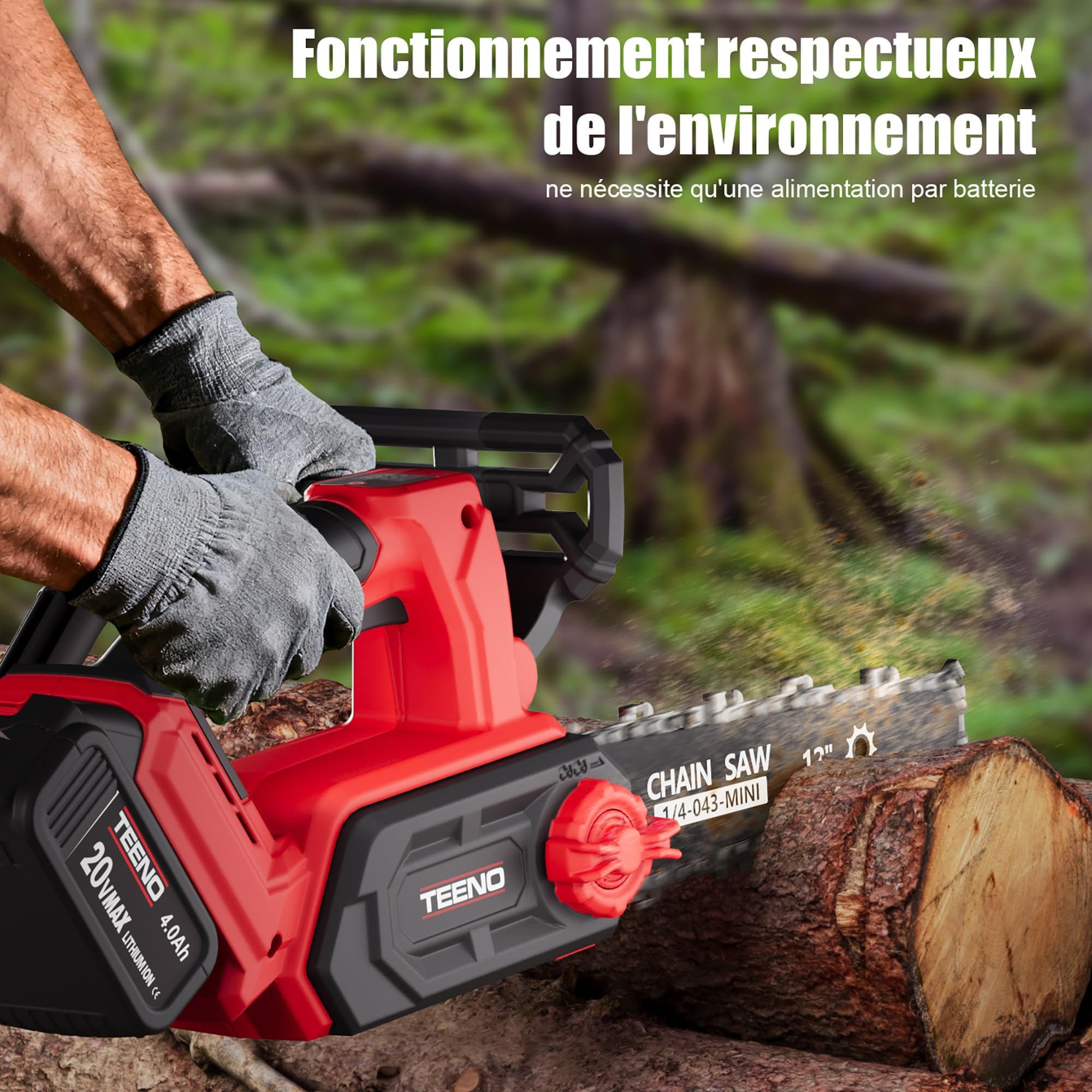 Tronçonneuse à Batterie 12 Pouces sans Fil Moteur Brushless 1200W