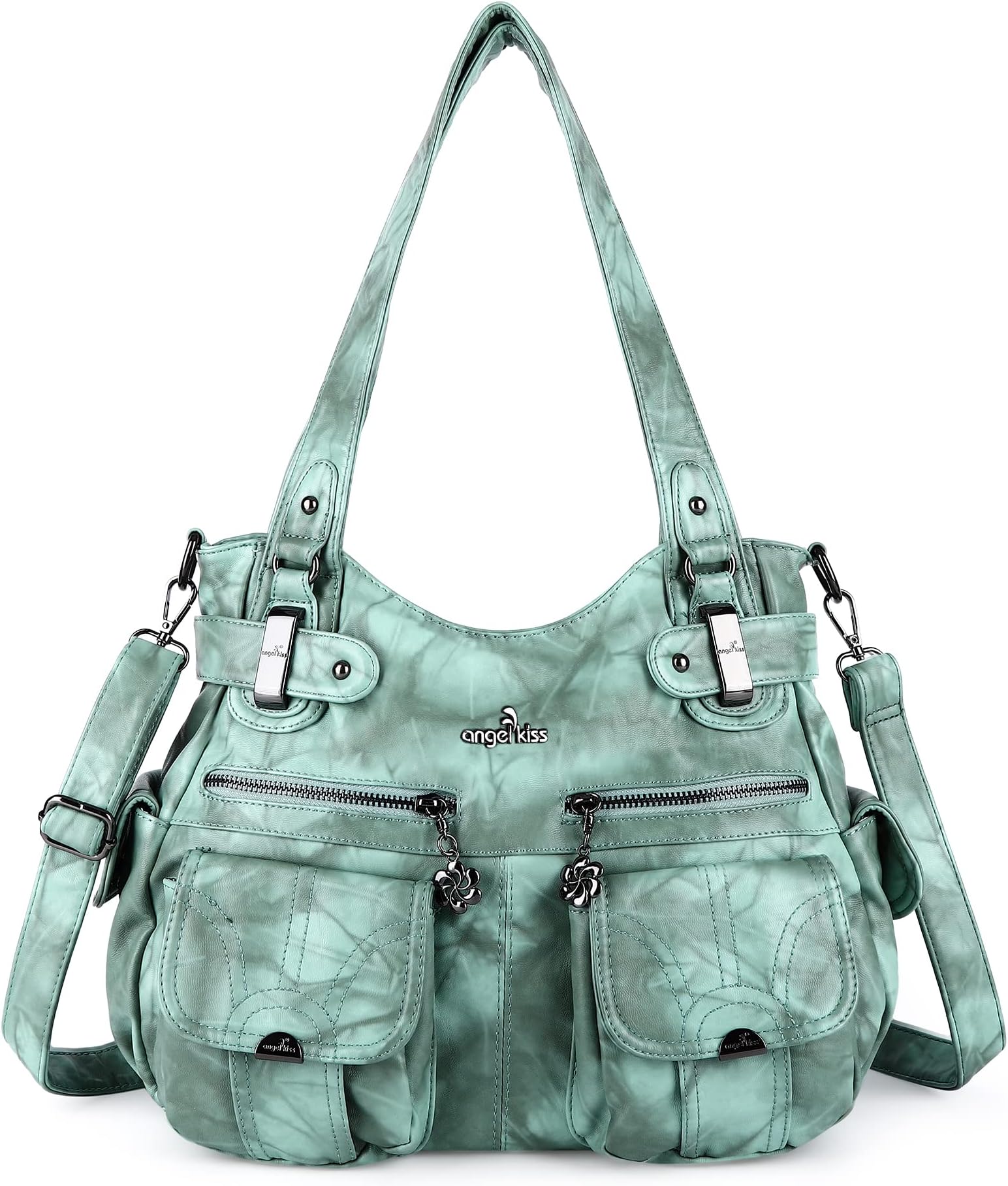 Angel KissWomen's Handbag with Crossbody Strap Tote-Hobo, 14" W X 12" H X 5" D