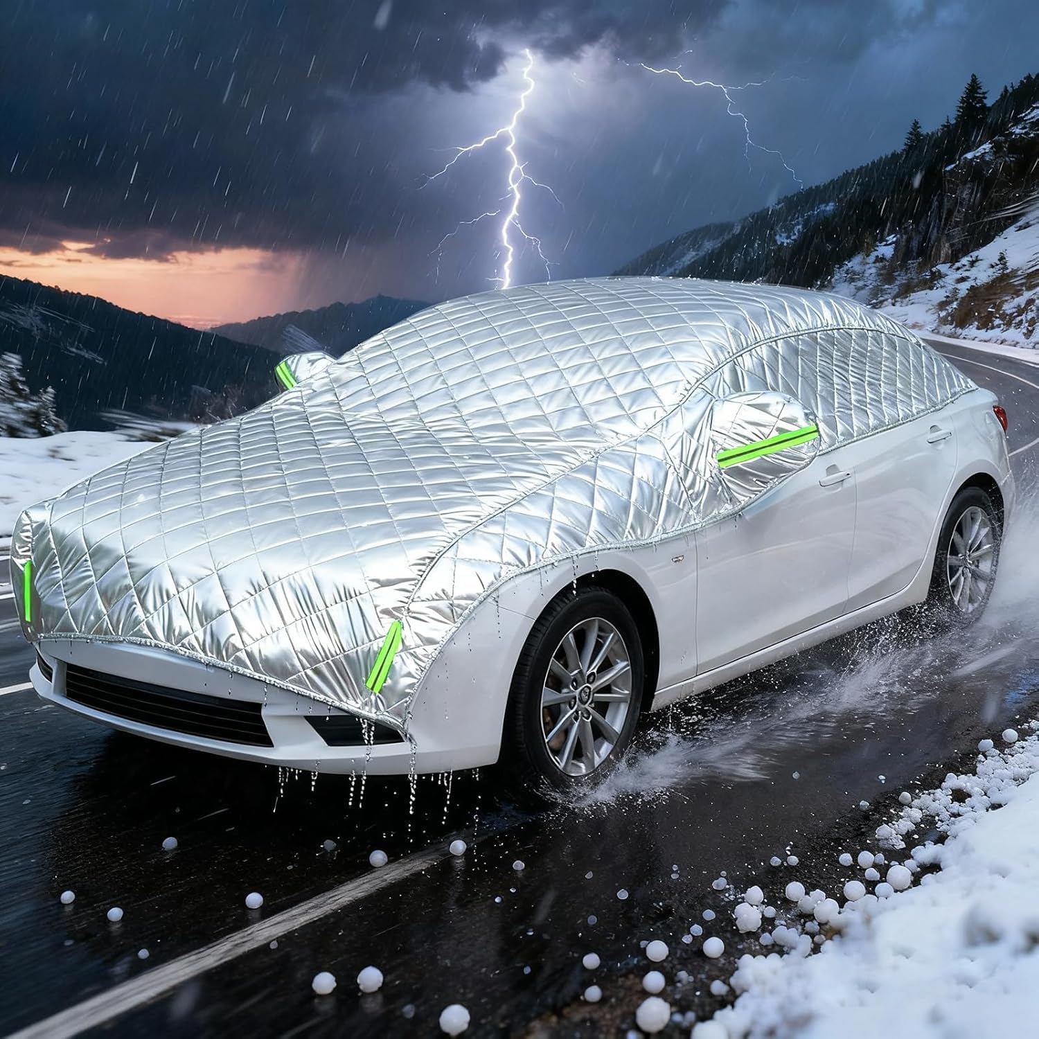Car Cover Applications: Toyota TRD 86 Body Car Cover, Felt-Back, Hail-Proof, 5-Layer Thick, All-Weather, Snowproof, Frostproof, Waterproof, Dustproof, Windproof, Breathable, Reflective Strips and