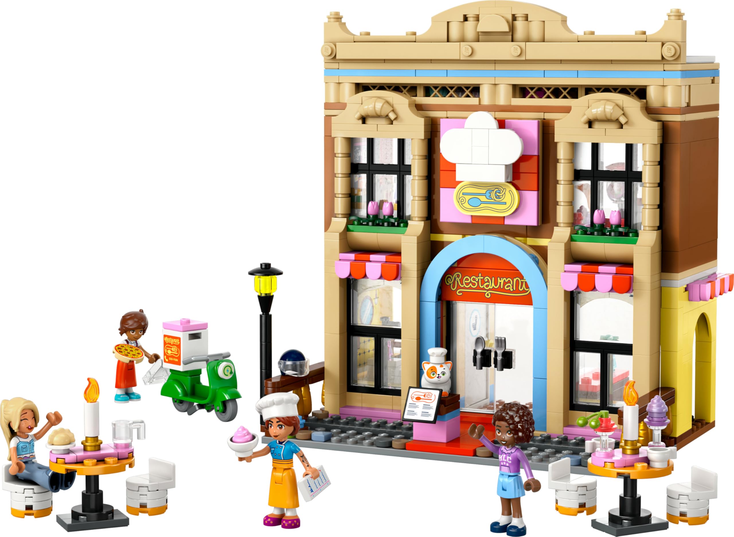 LEGO Friends Restaurant und Kochschule, Spielset für Rollenspiele, Lernspielzeug für Kinder ab 8 Jahren, fördert soziale Entwicklung, Geschenk zum Geburtstag oder zu Weihnachten für Mädchen 42655