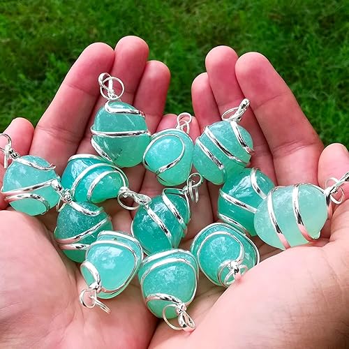 Miniatura 5 de Collar de cristal curativo de aguamarina promueve la claridad, la calma y la comunicación. Colgante de piedra natural, Piedra, Aguamarina