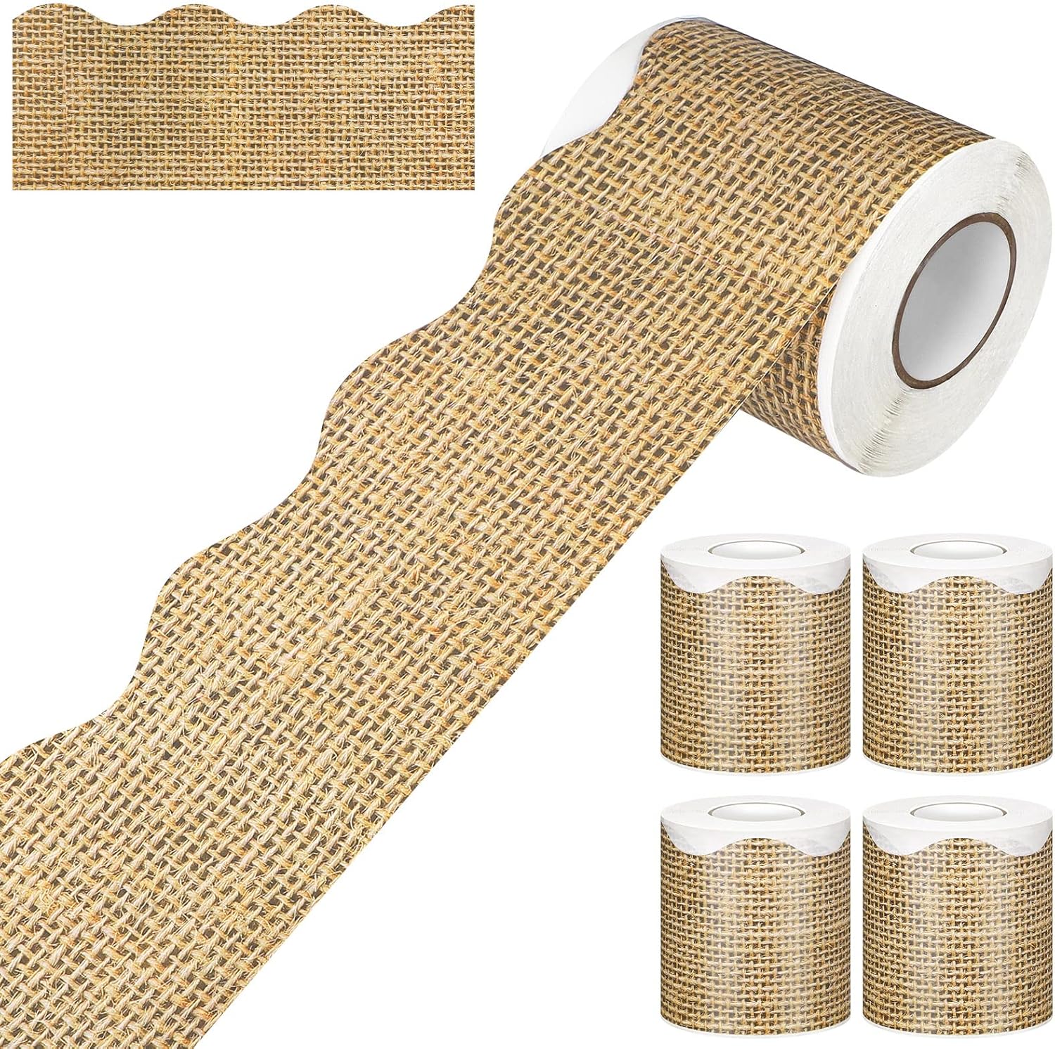 Qeeenar 262 Feet Burlap Scalloped Border Trim Bulletin Borders Stickers Self