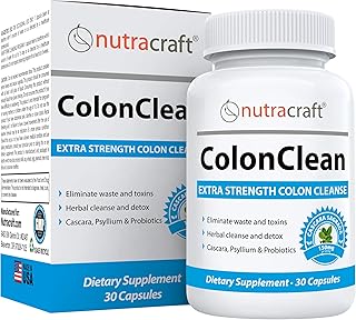 Nutracraft ColonClean #1 Colon Detox and Constipation Relief | Senna, Cascara Sagrada, Psyllium, MCT, Aloe and Probiotics | 30 Capsules