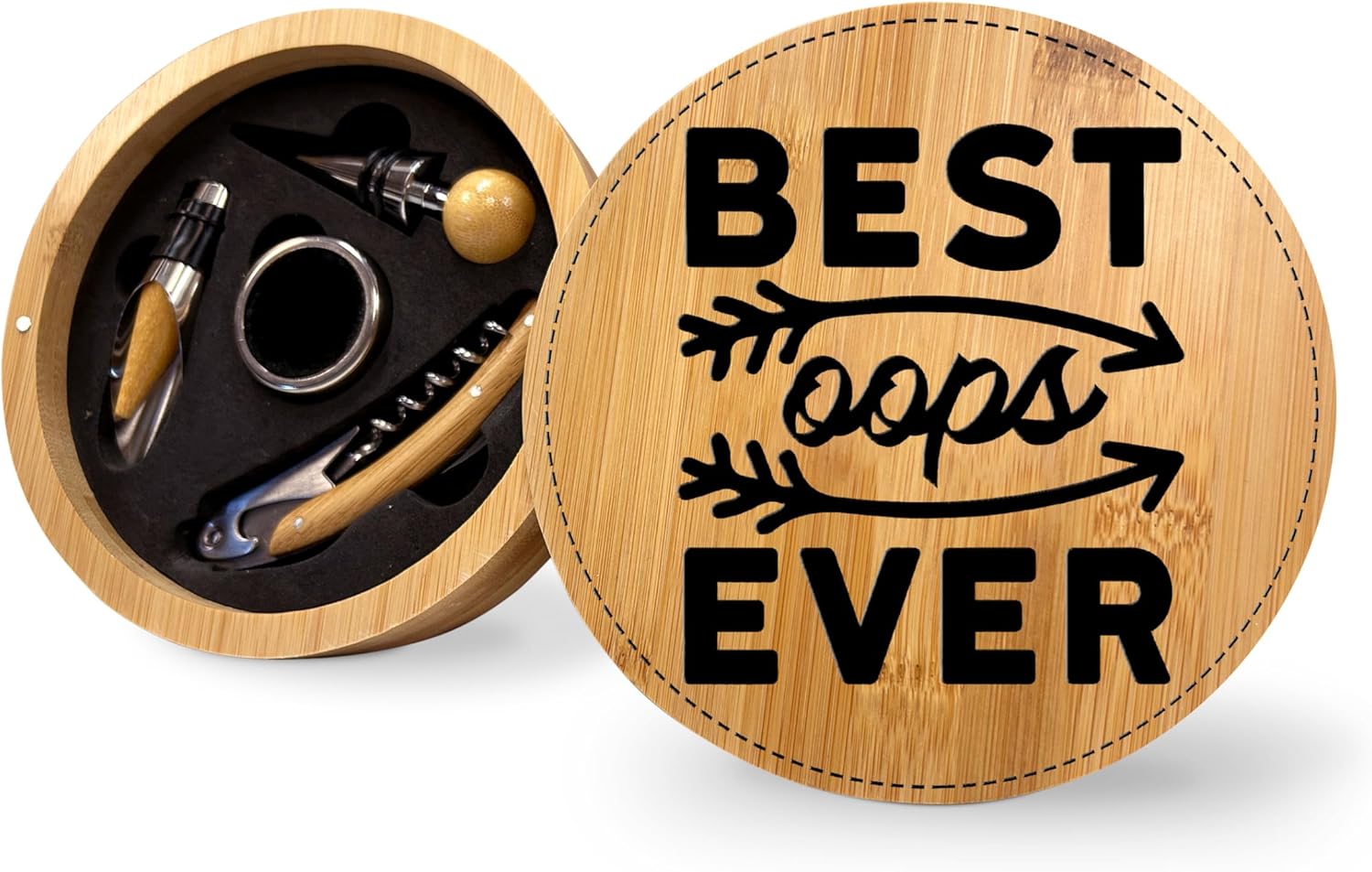 Best Oops Ever Bamboo Wine Bottle Opener Tool Set, Wine Set Gifts for Men, Wine Kit, Wine Tools, Essential Wine Tools, Father's Day Birthday Christmas Gift Idea For Men