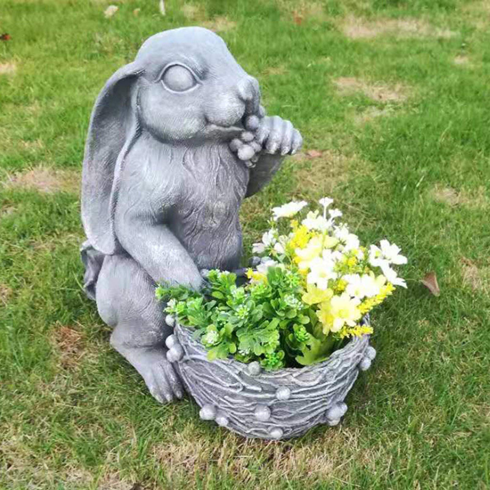 Lapin en résine mignon résistant aux intempéries pour terrasse et patio