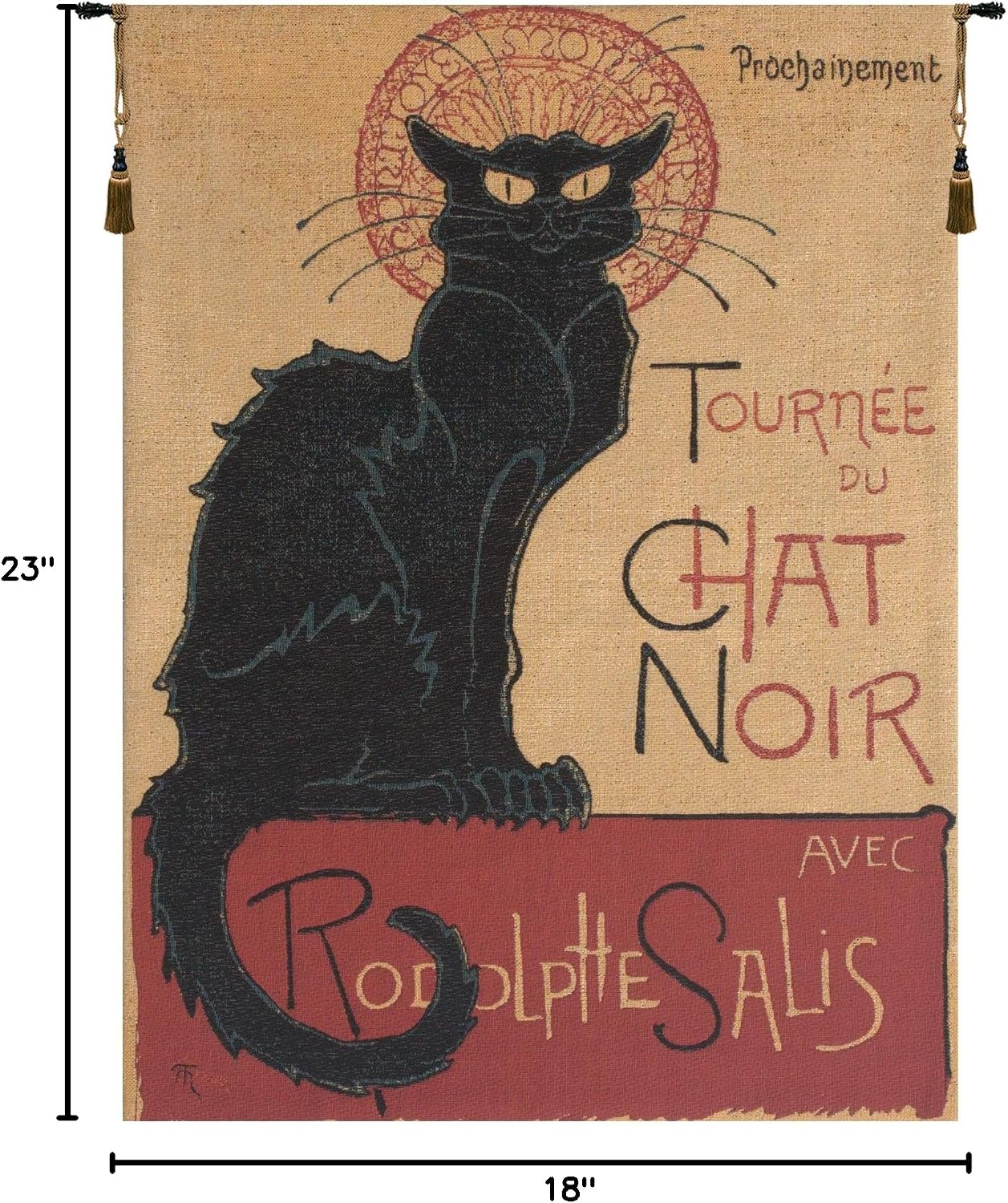 C Charlotte Home Furnishings Inc Tournee du Chat Noir I European Tapestry Wall Hanging | Viscose Cotton and Polyester Blend Wall Art | 23 in. x 18 in | Home Decor Accents | Inspired by Famous