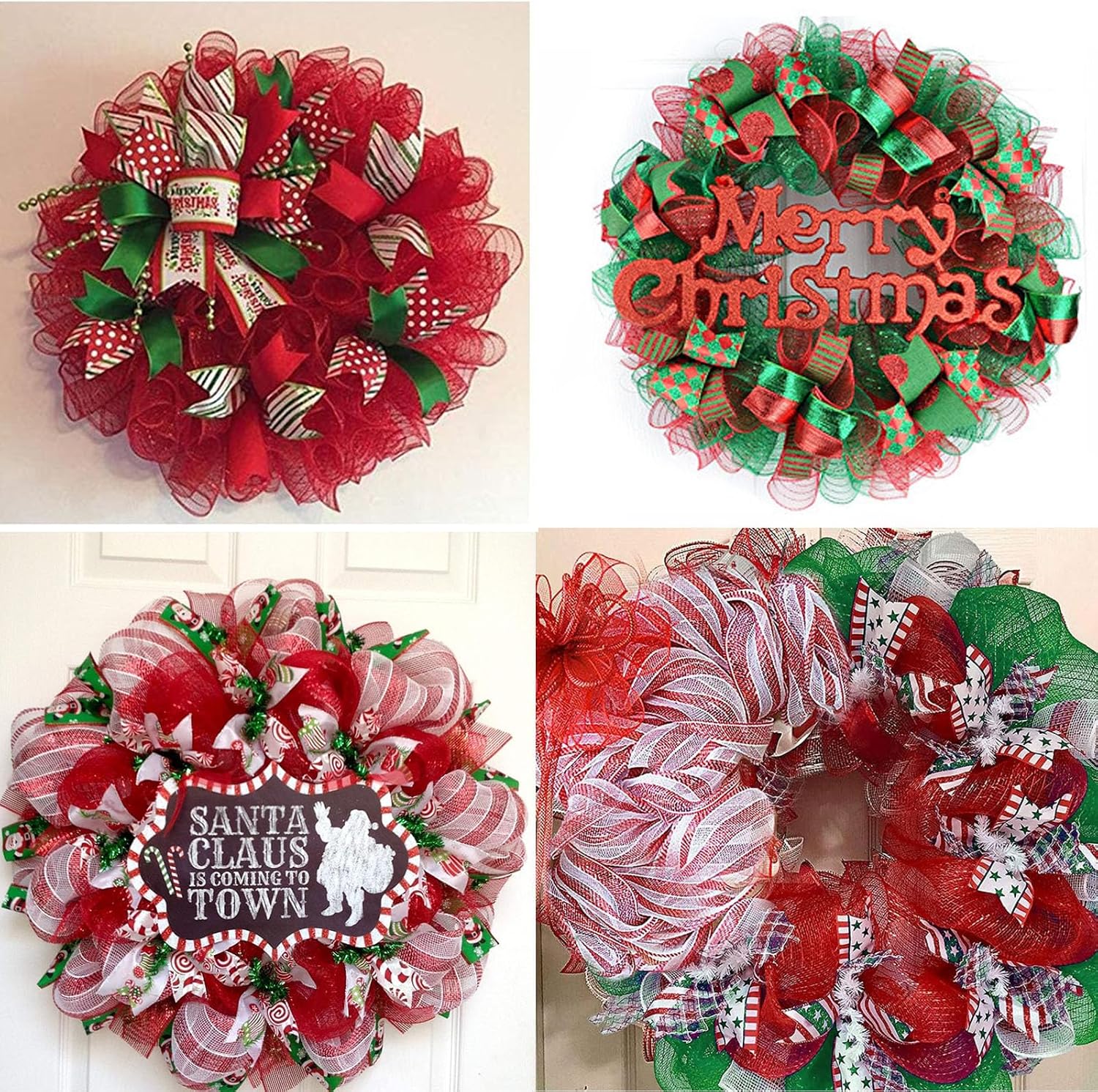 4 Rolls Christmas Deco Mesh Ribbon for Wreath Making Supplies