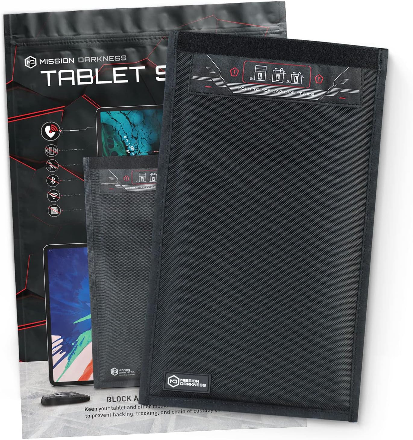 Mission Darkness Non-Window Faraday Bag for Tablets // Device Shielding for Law Enforcement, Military, Executive Privacy, EMP Protection, Travel & Data Security, Anti-hacking & Anti-tracking Assurance