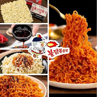 Buldak Noodles Hot Chicken Flavor Ramen 10 Pack (130g each) - Ramen Instant NoodlesExcellent for Snack and Soups (Carbonara)
