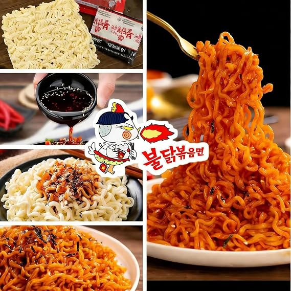 Buldak Noodles Hot Chicken Flavor Ramen 10 Pack (130g each) - Ramen Instant NoodlesExcellent for Snack and Soups (Carbonara)