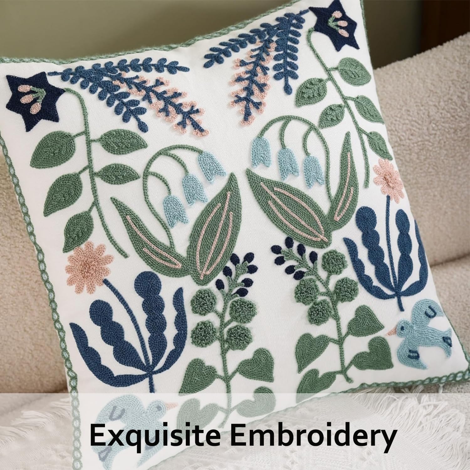 Amazon.co.jp: Tosleo スプリング刺繍枕カバー 18x18 2枚パック