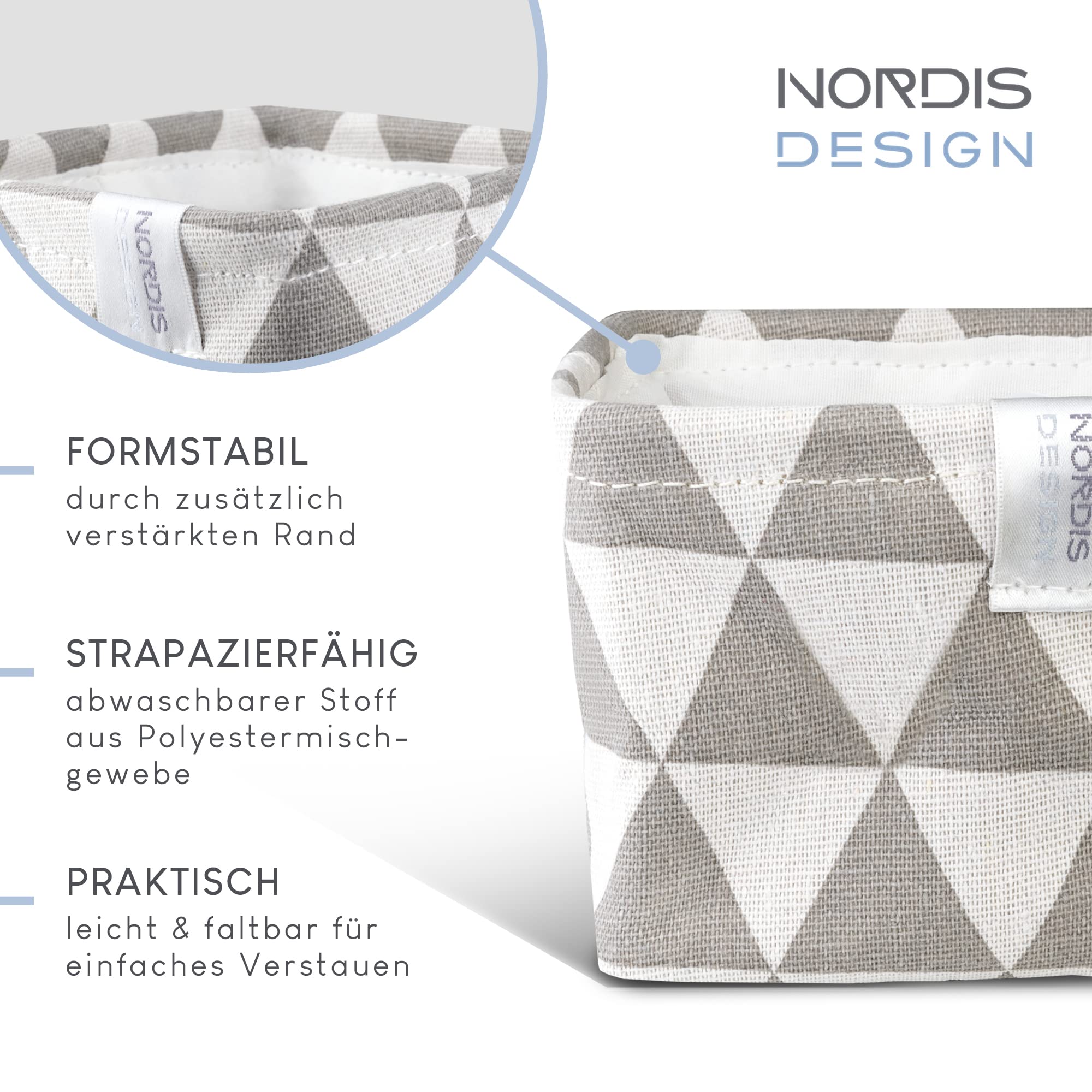 Lot De 3 Petits Paniers De Rangement NORDIS DESIGN (11 X 11 X 9 Cm) - Organisateurs Tissu Pour Salle De Bain, Cuisine Et Commode à Langer
