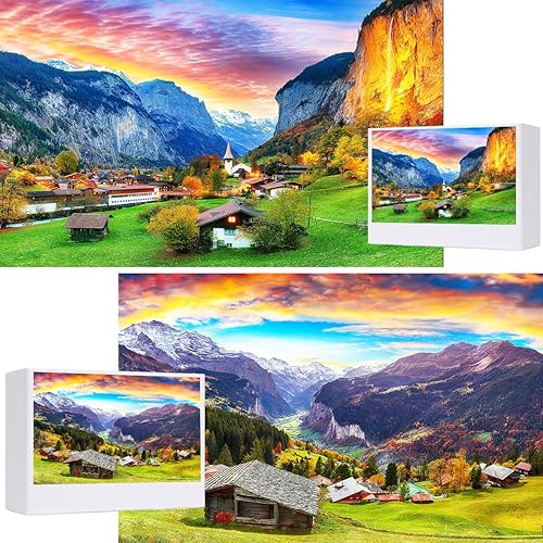 Paquete de 2 rompecabezas de 1000 piezas de The Alps & Jungfrau Mountain en Suiza, Europa Parques Nacionales de la Naturaleza para adultos de 1000