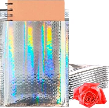 Metallic Bubble Mailers, Hologram Glossy Padded Envelopes 6.5 x 9 Inches, Cushion Bubble Shipping Bags, Self Seal Mailing Envelopes, Pack of 350