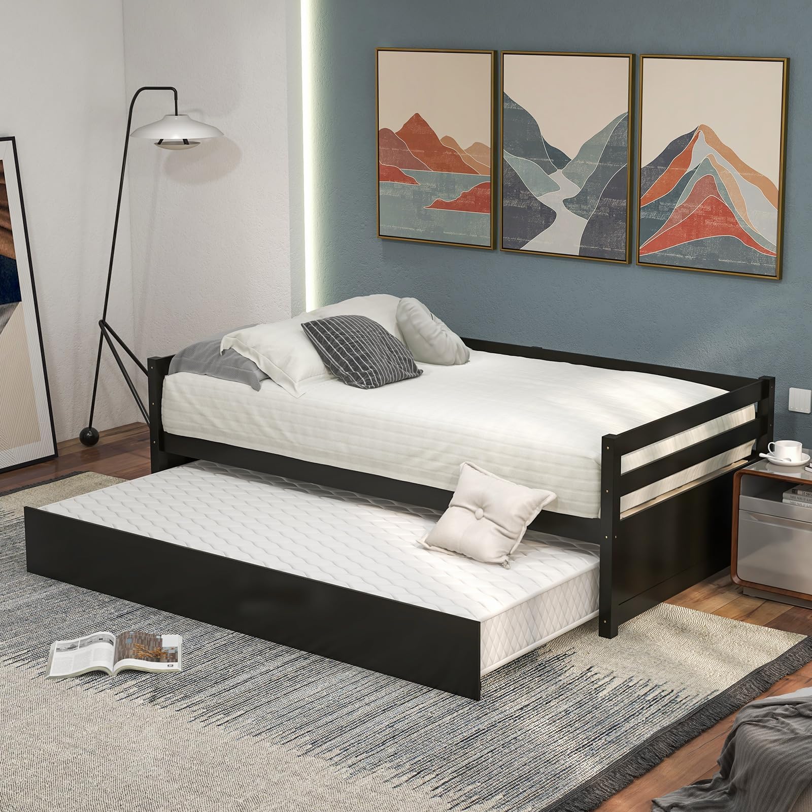 Eafurn Twin XL Daybed with 3 Storage Cubbies and USB