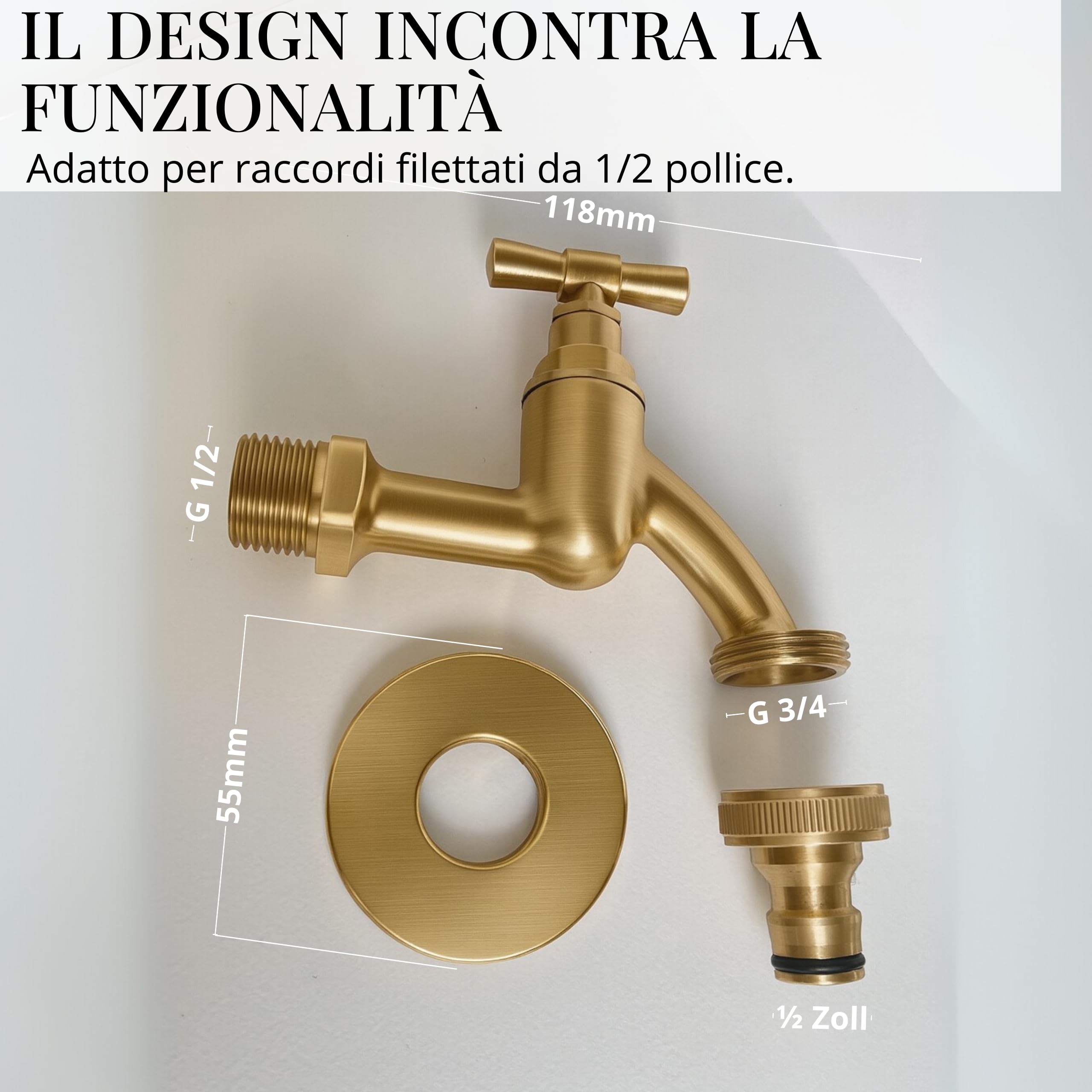 LIVLIG - Rubinetto da giardino Greige, rubinetto per esterni in ottone