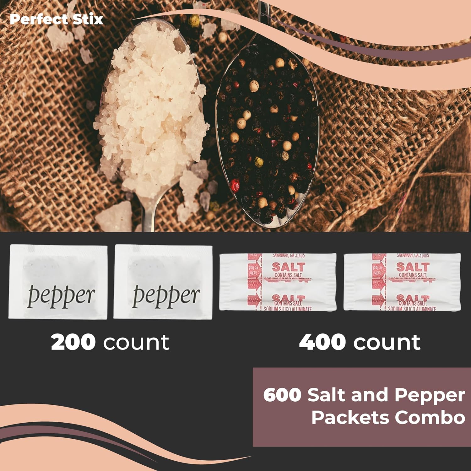 Salt and Pepper Packets - 400 Salt/ 200 Pepper = 600 Total Packets image 3