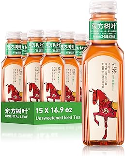 ORIENTAL LEAF Unsweetened Iced Tea – Bottled Black Tea, 16.9 FL oz bottles (Pack of 15), Brewed Tea Drinks, Sugar Free, 0 Calories