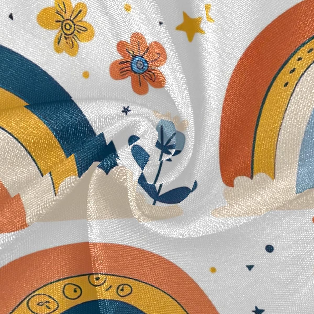 Nander Cartoon Rainbow Outdoor Tablecloth 60In,Waterproof with Zipper Umbrella Hole Patio Round Table Cloths for Backyard Parties Picnic BBQs