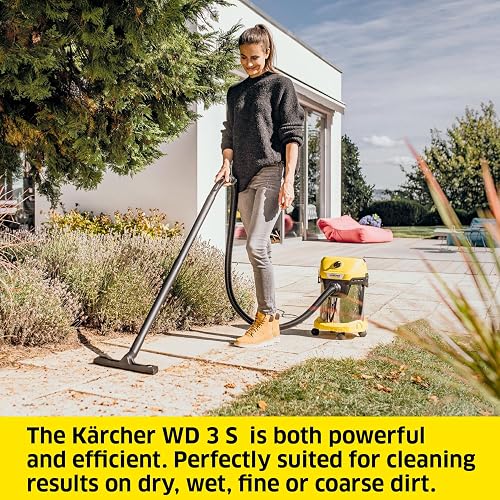 Kärcher WD 3 S V-17/4/20 – Solid Liquid Vacuum Cleaner, Powerful Vacuum Cleaner 200 AW, 100 W, with Bag, Blower Function, Yellow/Black - 5