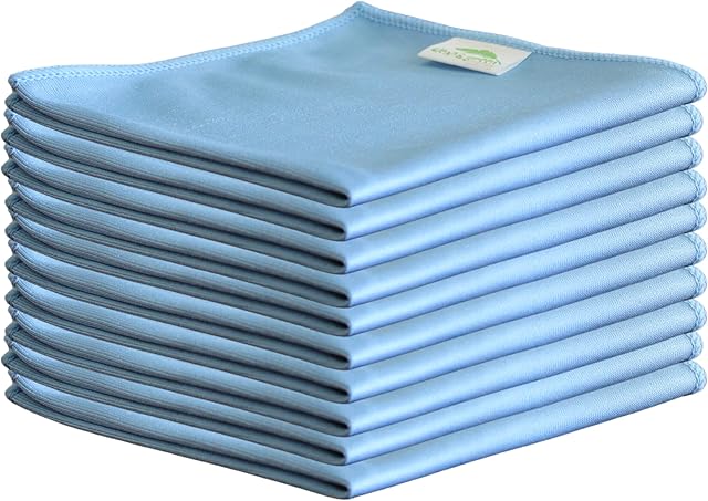 10 x Microfibre Glass Cloths 36x36cm, Lint Free and Ultra Fine Cleaning Cloths for Windows and Glass.