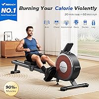 Vista 2 de MERACH Rowing Machines for Home, Magnetic Rowing Machine with 16 Levels, Rower Machine of Quiet Resistance, Dual Slide Rail with Max 350lbs