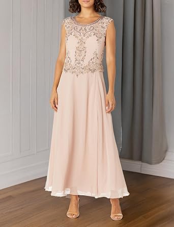 J Kara Women's Petite Petite Cap Sleeve Beaded Top Long Dress