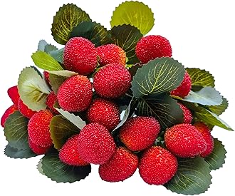 M2cbridge4PCS Artificial Raspberry Red Berry Strawberry Faux Fruit BlackBerry Props Table Decoration (Red Strawberry)