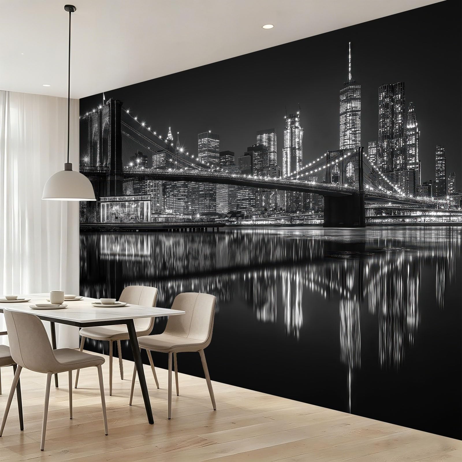 Fototapeta 350 x 256 cm ściany dekoracja salonu miłośnicy fotografii przemysłowej most rzeka miasto do sypialni salonu tapeta z włókniny, czarny biały