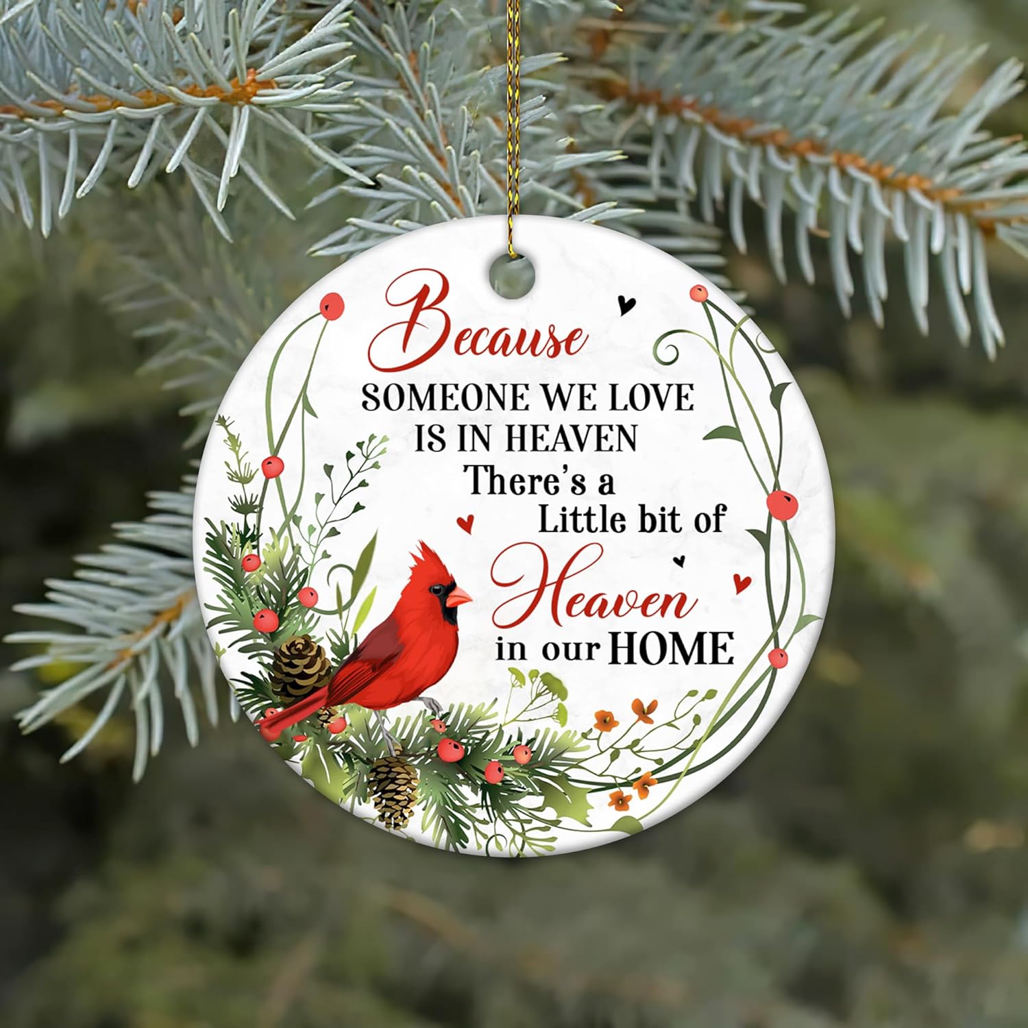 HYTURTLE Memorial Cardinal Ornaments Gifts for Loss of Loved Ones - Memorial Ornament for Christmas Tree Decor - Sympathy Keepsake Gift for Loss of Dad, Mom, Grandma - Memorial Ceramic Ornament 3" - Image 7