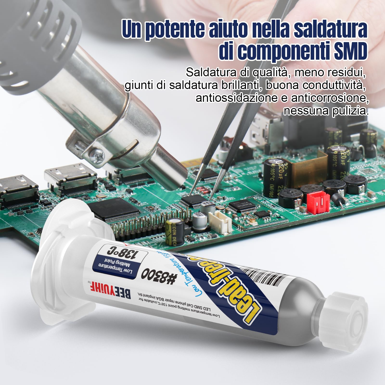 Pasta Saldante, Senza Piombo Paste per saldatura, Sn42 Bi58 Siringa Flussanti per saldatura, Flussi per pasta saldante per Elettronica Saldante (1.05oz/30g)