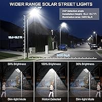 Vista 4 de Deepn Luz solar de calle de 8000 W, 480000 lúmenes, luces de inundación LED del atardecer al amanecer, sensor de movimiento al aire libre, IP66