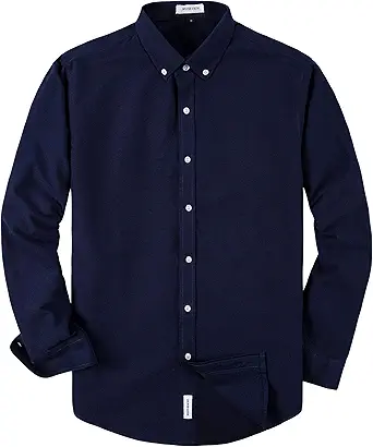 MUSE FATH Men's Oxford Dress Shirt-Cotton Casual Regular Fit Long Sleeve Shirt