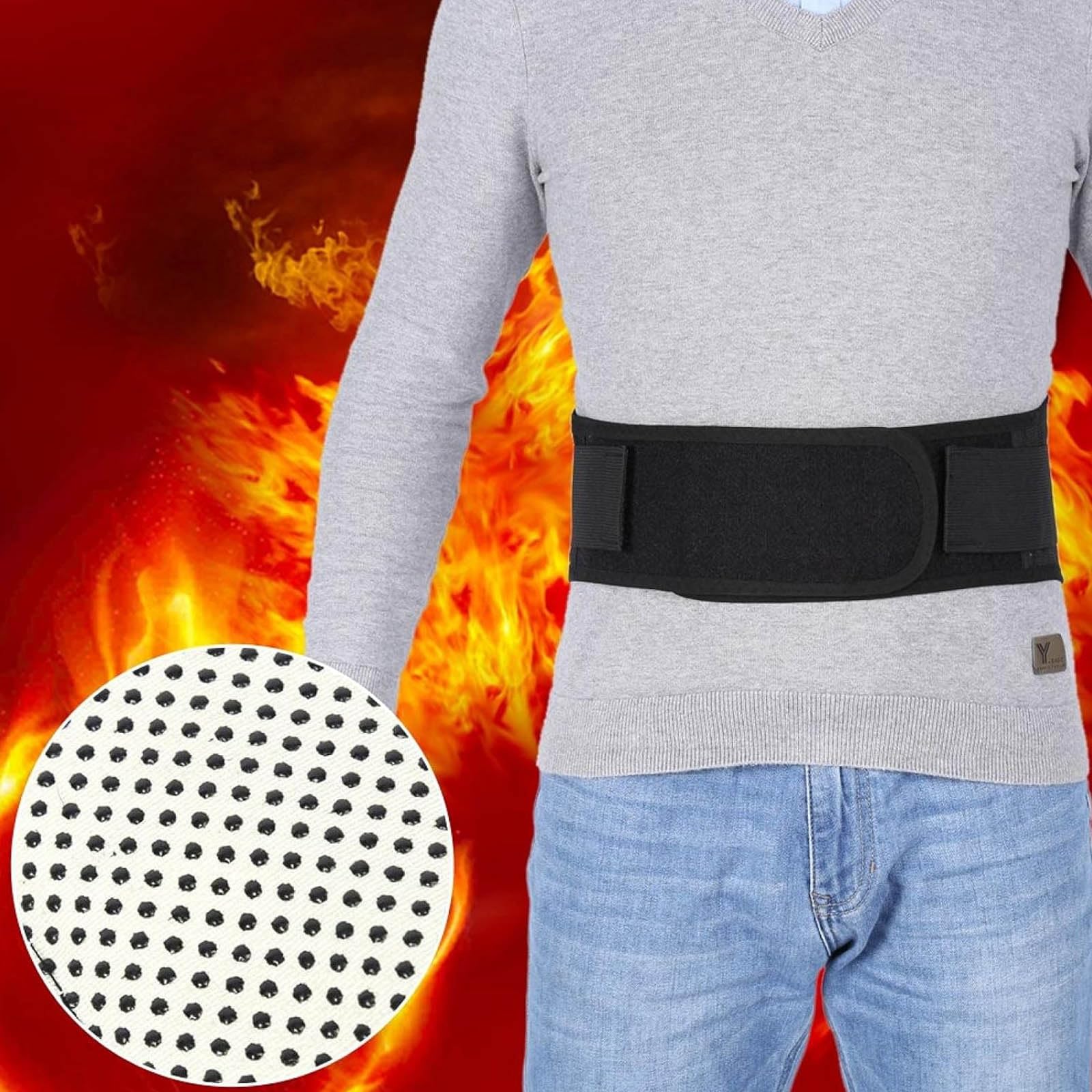 Faja Lumbar, Material de Caucho y Fibra plástica Que estabiliza la Columna Lumbar Mantiene el Calor. Cinturón Cintura, Soporte for Dolor Espalda M(M)